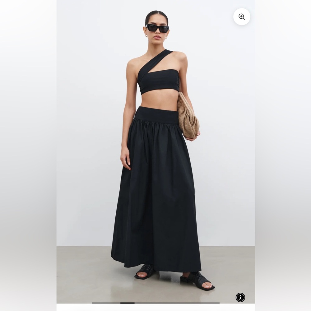 MARCELLA Black Flowy Maxi Skirt with Wide Elastic Waistband - Picture 3 of 8